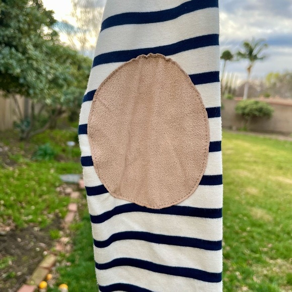 Classy Striped Dress, Suede Elbows, Perfect for Work - Picture 3 of 5